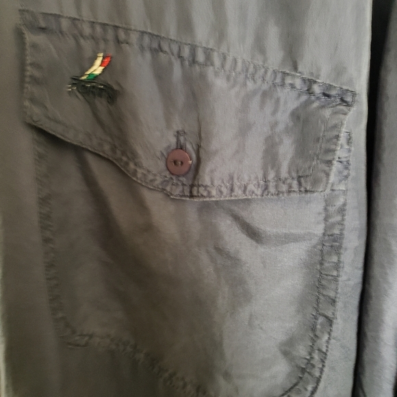 Silk Blue Foret Large Button Down - Picture 4 of 4